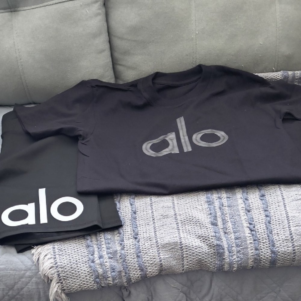 ALO Yoga Kids Black Tee with Logo